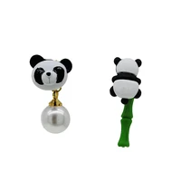 korean version of the cartoon chinese style panda bamboo pearl earrings 2020 new wave earrings earrings female korean earrings