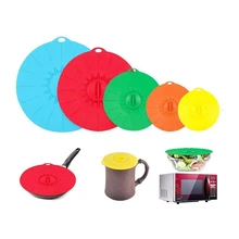 5 Sizes/lot Kitchen Food Silicone Cover Cap Waterless Airlock Fermentation Lid With Suction Effect Reusable Lids Fresh Cover