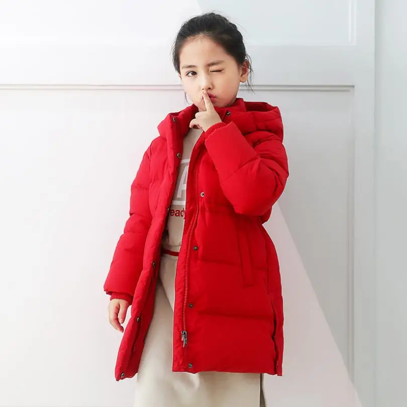 

Children's down Coat Winter New Letter Print hooded outerwear for girls long sleeve thicker warm Down jackets for girls Y3456