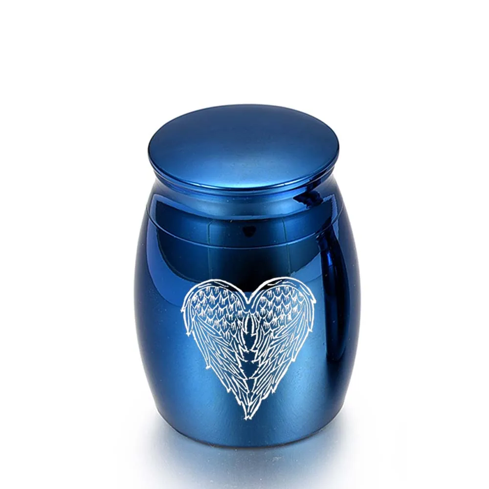 Stainless Steel 5 Colors Angel Wings Charm Small Ashes Urn Screw cap seal can be opened Ash Box 30x40mm | Дом и сад