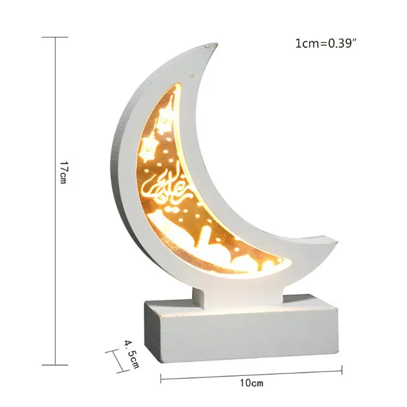 

Ramadan Eid Mubarak Wooden Ornament Moon Lamp LED Night Light Islam Mosque