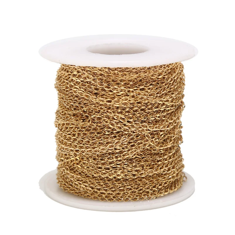 2 м нержавеющая сталь золотые плоские витые звенья Кабельные цепи оптом для