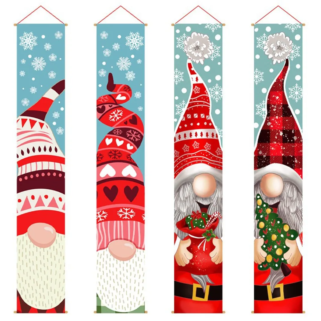 

Merry Christmas Porch Sign Faceless Gnome Decorative Door Couplet Ornaments Santa Claus And Snowman Door Couplets