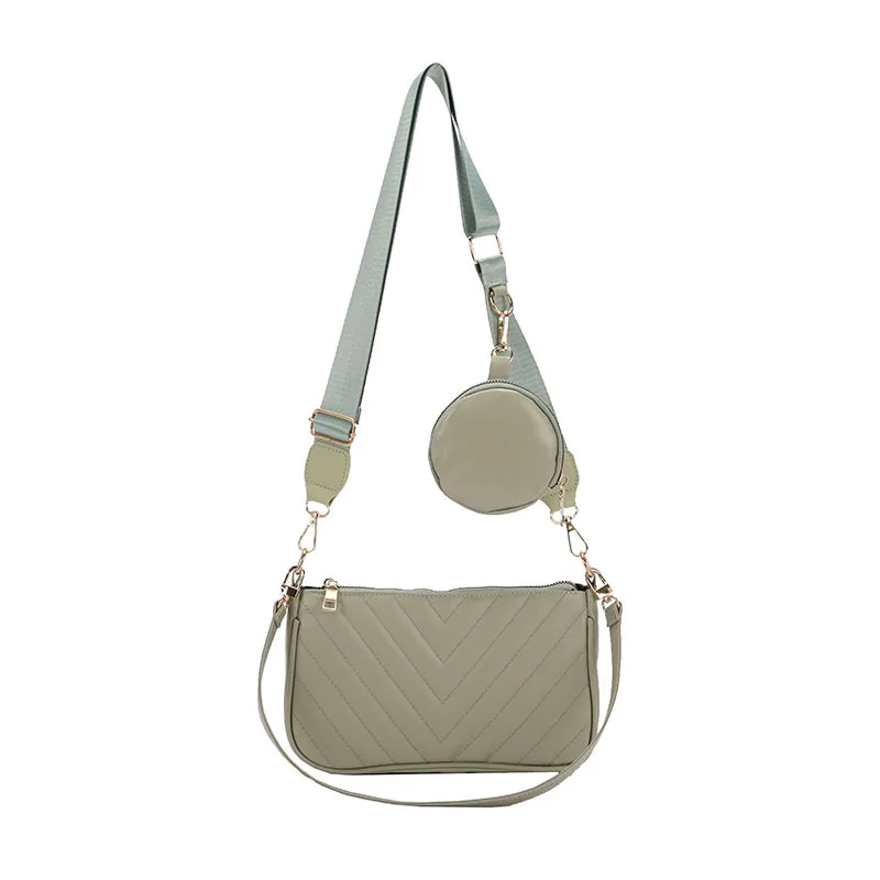 

2pcs PU Leather Vintage Shoulder Handbag and Purse Women Solid Color Messenger Bags Composite Armpit Crossbody Pouch