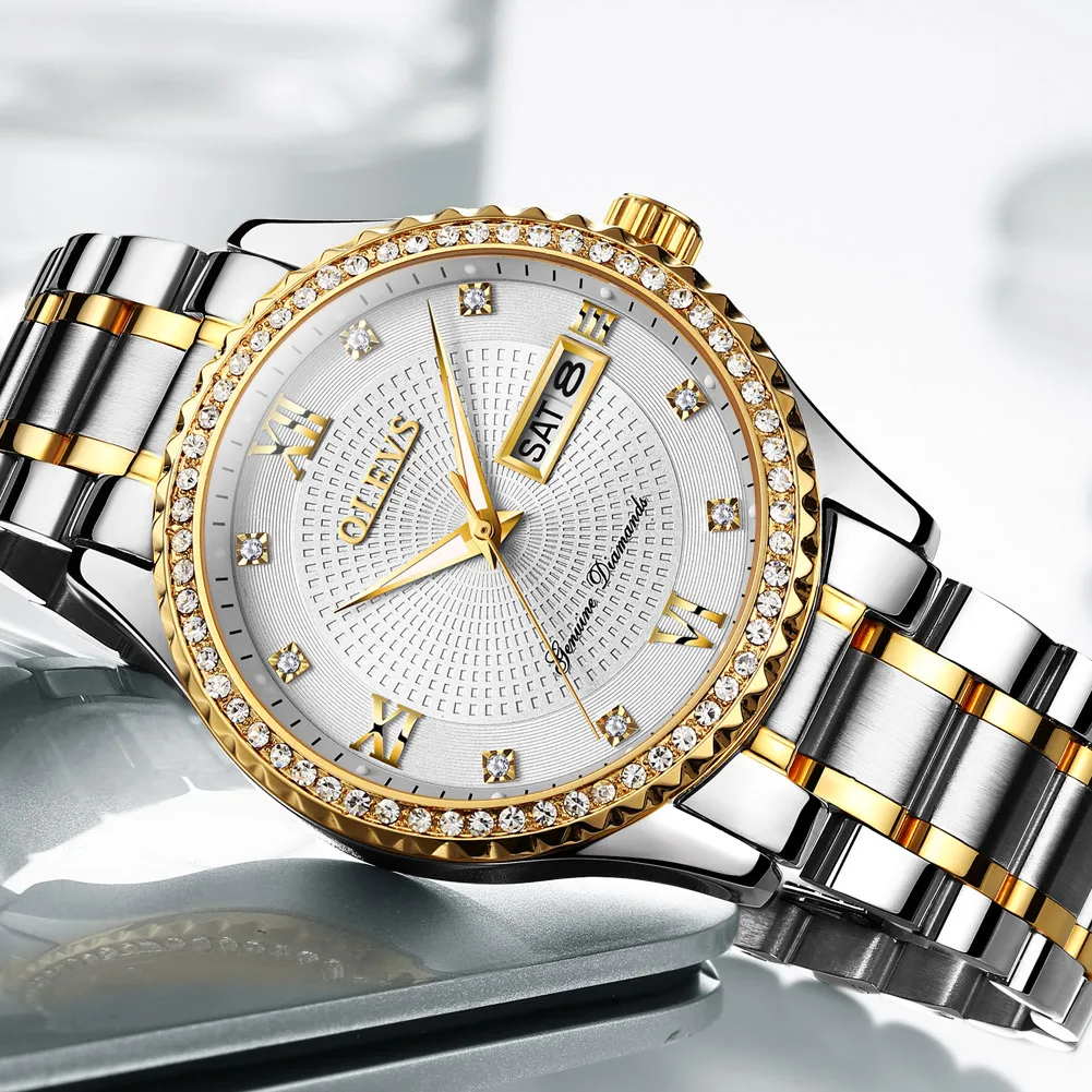 

OLEVS Luxury watch Men MIYOTA quartz Wristwatch diamond Stainless steel waterproof date Business sports watches for men Gifts
