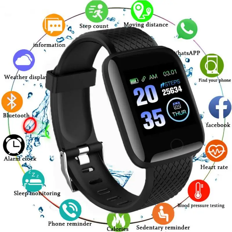 

Newest 116 Plus Smart Watch Sport Band Heart Rate Blood Pressure Monitor Fitness Tracker Wristbands Wearable Devices Pedometers