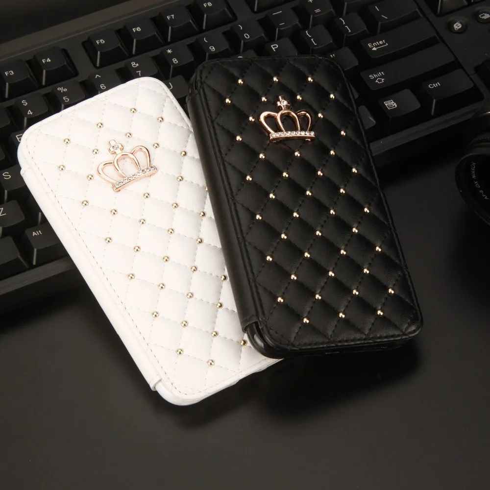 Кожаный бумажник для iPhone 5 6 6s 7 8 Plus X XR XS Max блестящий чехол Корона Королева Стиль Чехлы флип-чехол для телефонов пакет