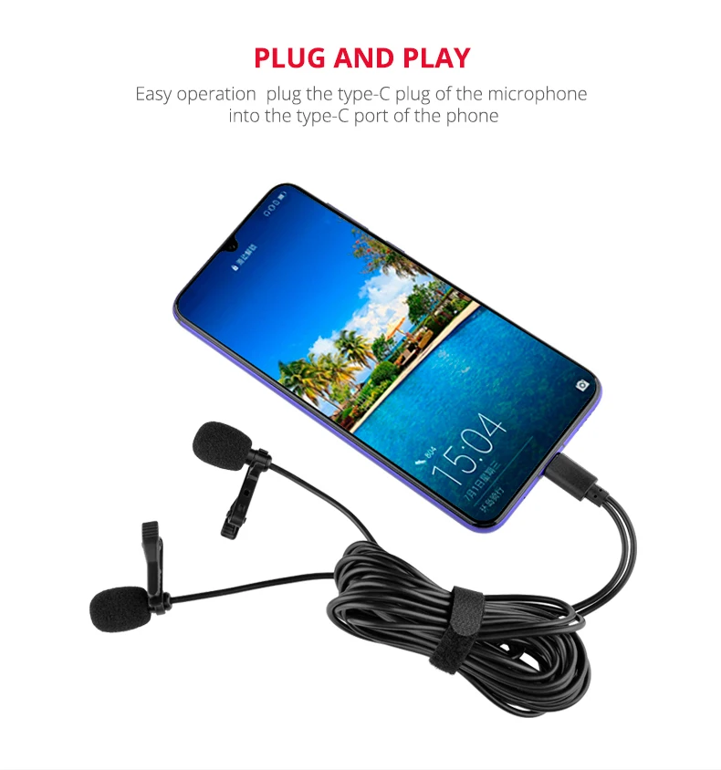 

YELANGU MY3 Vlog Video Recording Lavalier Mini Condenser Lapel Microphone Mic for IPhone12 Android Mac and DSLR Camera Camcorder