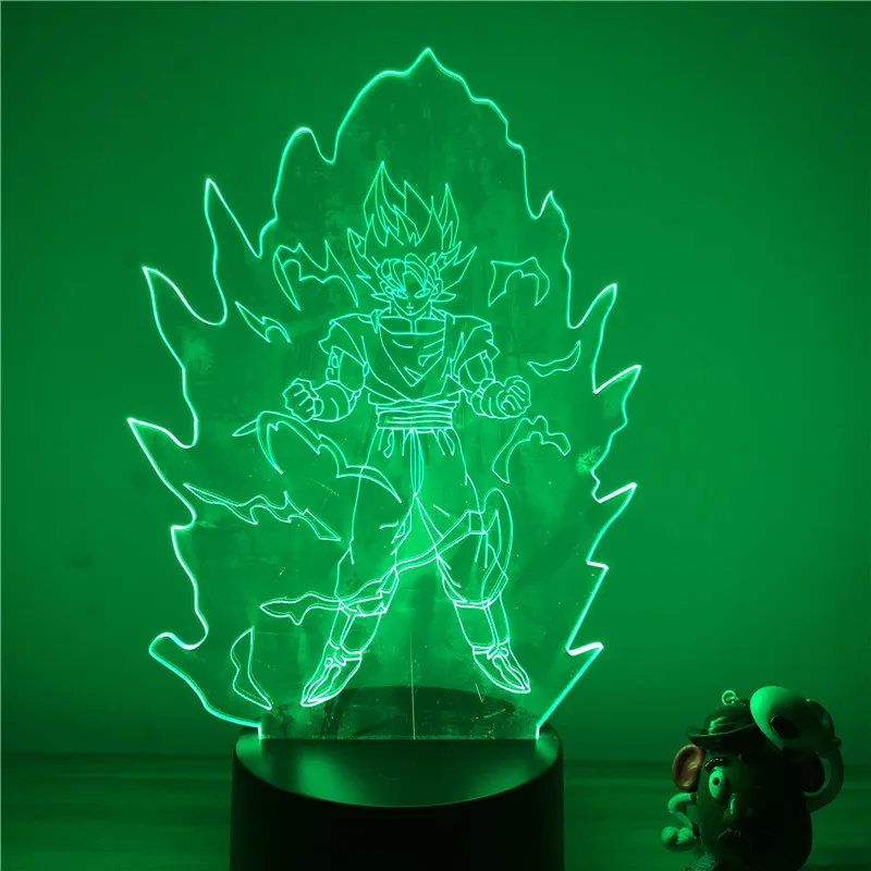 3D светодиодный ночной Светильник Dragon Ball Z Goku Super Saiyan, экшн-фигурка, 7 цветов, сенсорная Оптическая иллюзия, настольная лампа, режим украшения дома