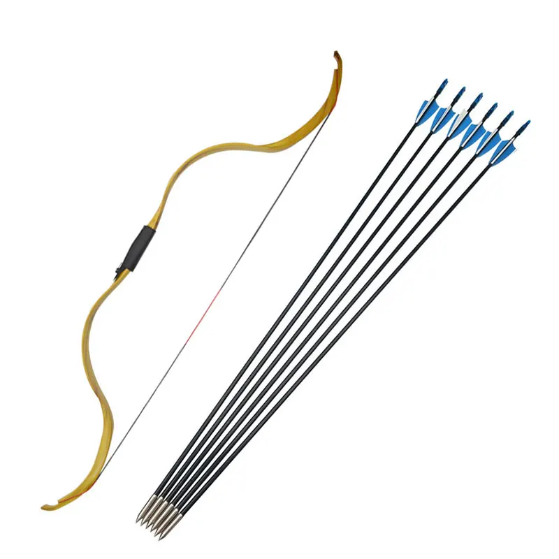 20lbsBow 6pcs Arrow 20-30lbs стрельба из лука традиционный изогнутый лук и Стрела набор Стекловолоконная стрела Съемный Лук стояк длинный лук охотничья стрельба аксессуары - Цвет: 20lbsBow 6pcs Arrow