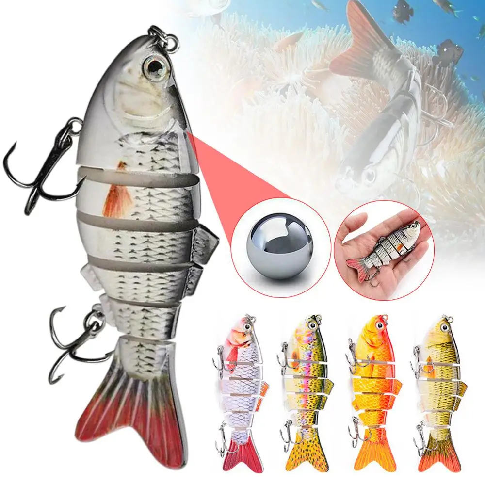 

5 шт. приманка для ловли рыбы, 3,9 "Swimbait Бас твердая приманка для рыбалки 6 сегментов шарнирные приманки с коробка для рыболовной снасти