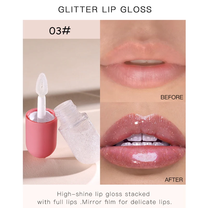 3-цветный натуральный блеск для губ мини-капсульный дизайн полный прозрачный