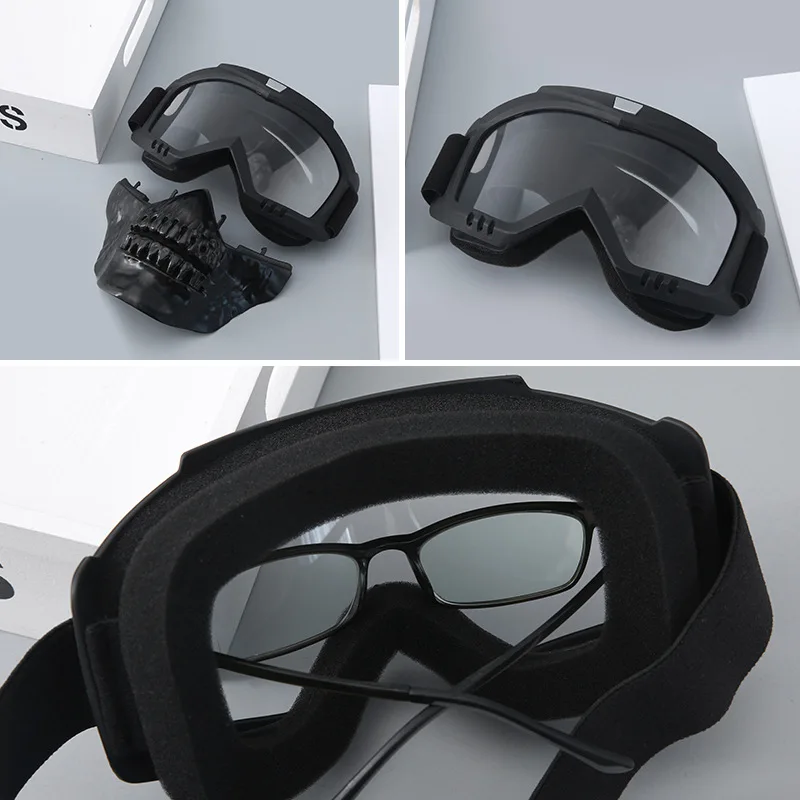 

Motorcycle Glasses Ski Snowboard Mask Snowmobile Skiing Goggles Windproof Motocross Glasses Safety Goggles with Mouth Filter