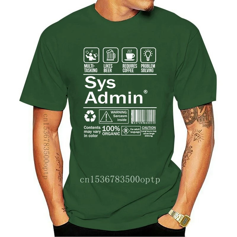 

New System Administrator Product Label T-Shirt Unix Linux Coffee Men Brand Clothihng Top Quality Fashion Mens T Shirt 100%Cotton