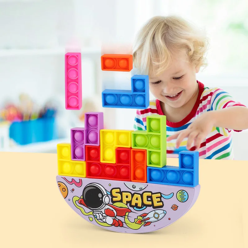 

New Tetris Simple Dimple Fidget Toys Kids Push Bubble Puzzle Stacking Game Children Antistress Educational Squeeze Sensory Gifts