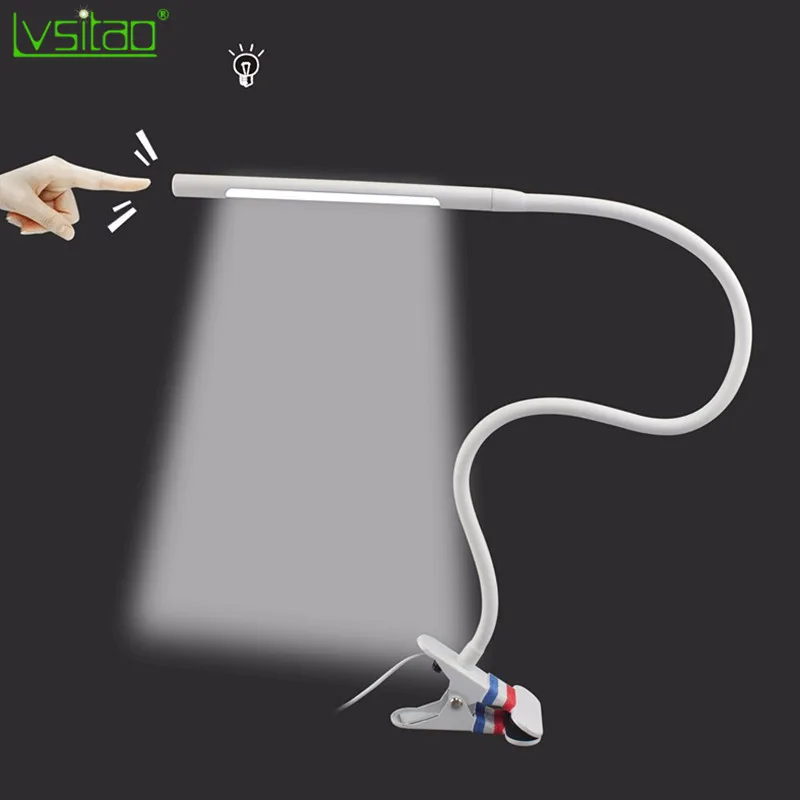 Clip Table Lamp USB charging Reading student learning eyes protection led dimmer desk lamp metal flexible hose bedroom Goosenec | Лампы и