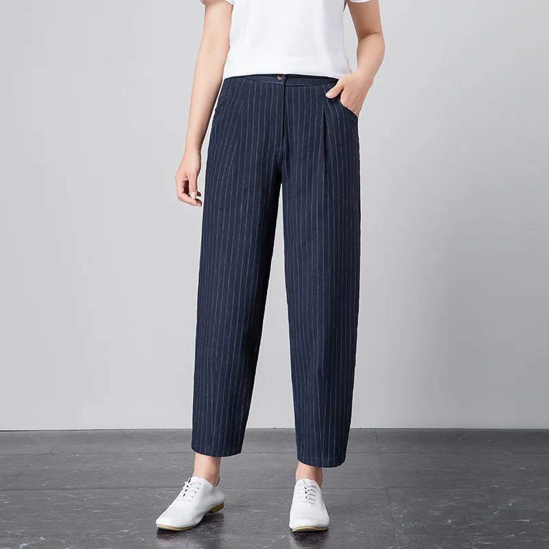 Женские повседневные хлопковые брюки высокого качества на осень и зиму 2020 |