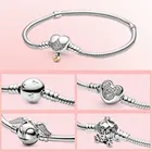 Женский браслет в форме сердца из серебра 925 пробы