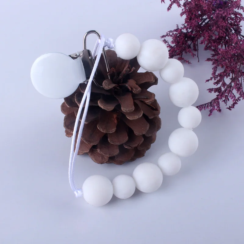 XCQGH Baby Pacifier Chain Clip Pure Color DIY Loose Beads Molar Silicone Anti-drop | Мать и ребенок