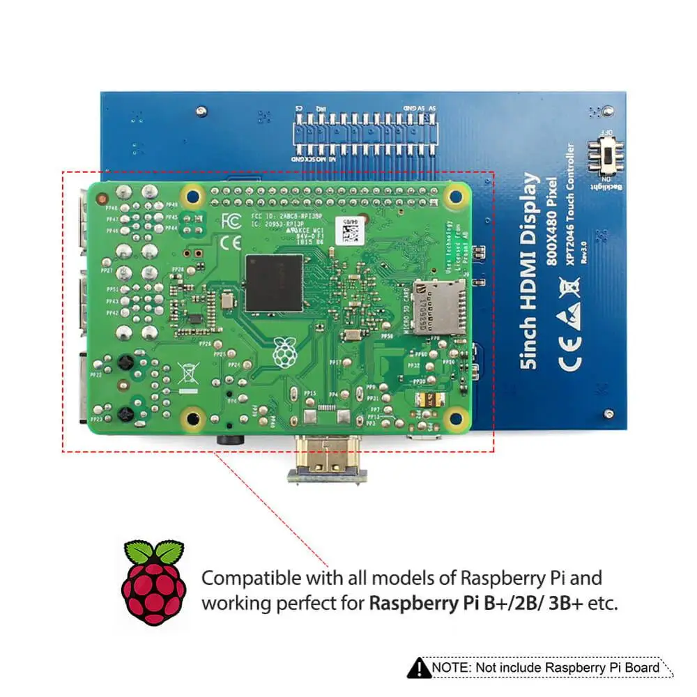 ЖК-дисплей 5 дюймов HD дисплей s 800x480 управление подсветкой 5 ''TFT HDMI монитор резистивный сенсорный экран для Raspberry Pi 4B 3B