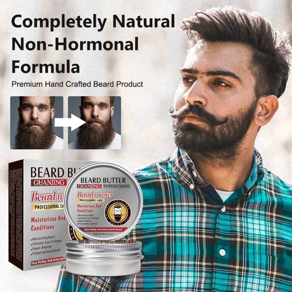 Natural Beard Oil Balm Moustache Styling Beeswax Moisturizing Smoothing Gentlemen Beard Balm Organic Men Grooming Kit shipping