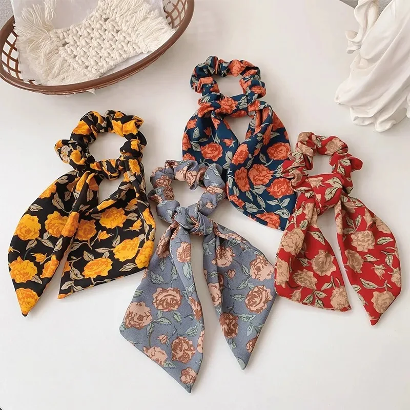

South Korea floral large ribbon ribbon hair accessories hair accessories red hair rope rubber band female hair tie head bands