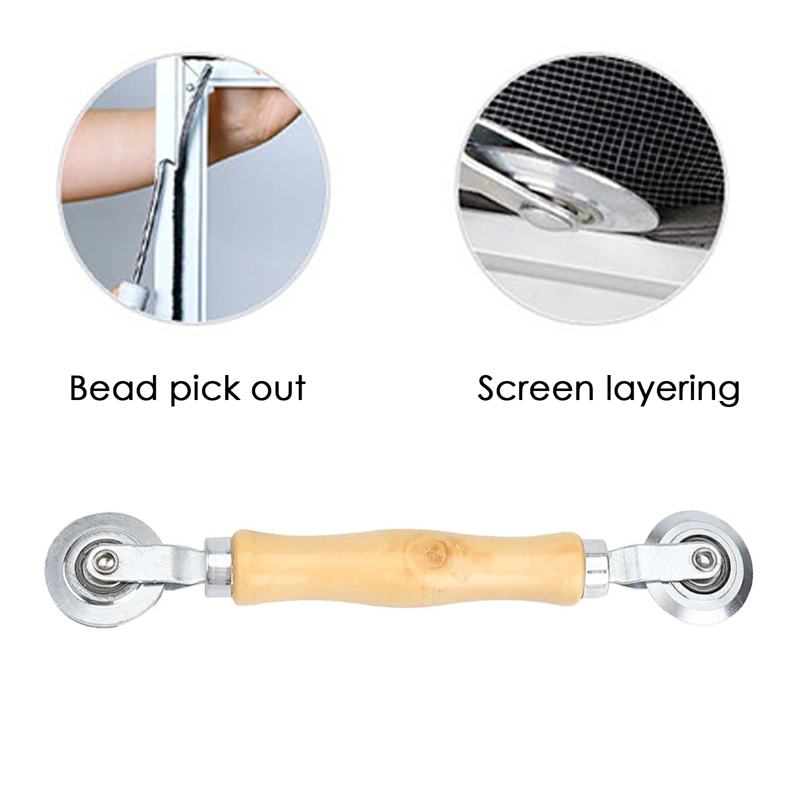 

Ручной ролик с деревянной ручкой и стальными колесами для установки двойных окон