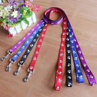 fashion printed 120cm high quality nylon dog footprint collar pet leash lead 4 colors with swivel hookeasy access to collar