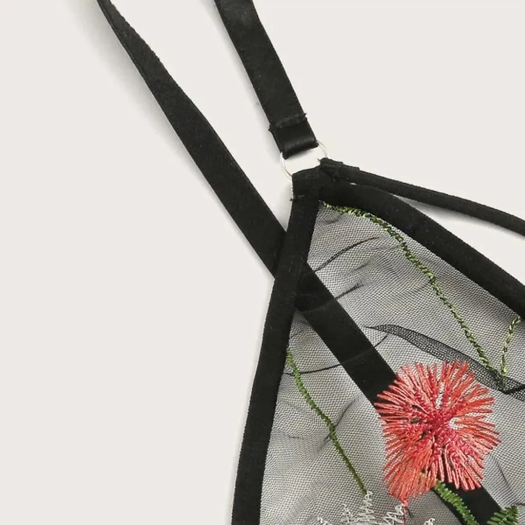 Пикантные Для женщин кружевные бюстгальтеры трусики-стринги с подвязками