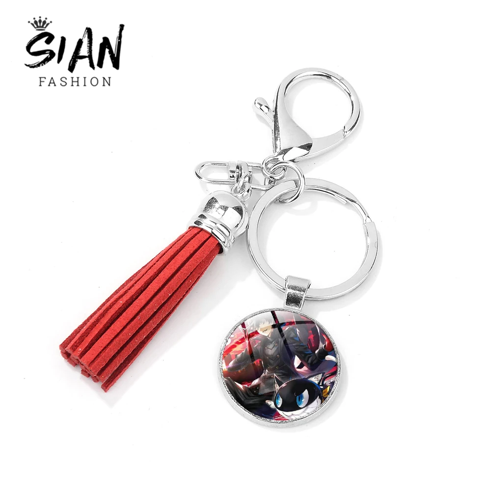 Азиатских по японскому Persona 5 кисточкой кольцо для ключей держатель аниме печать