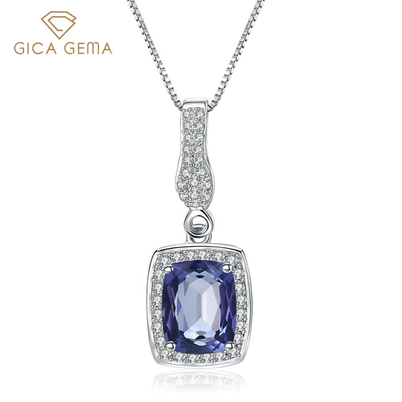 

GICA GEMA 8*10 мм Мистик», «кварца кулон реальные 925 пробы серебро синий драгоценный камень "сделай сам" для изготовления для Цепочки и ожерелья, по...
