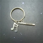 Милый брелок с канавками, кольцо для ключей с музыкальными нотками античного серебристого цвета, подарок для любителей музыки