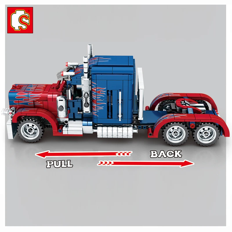 Новая техническая серия, модель тяжелого грузовика Peterbilt 389, набор строительных блоков, Классическая Автомобильная игрушка MOC для детей