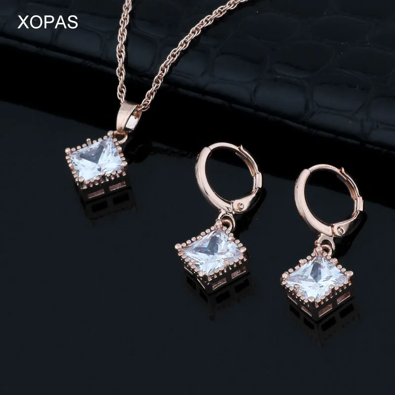 Женский комплект из колье и серёг под розовое золото 585 пробы|Ювелирные наборы| |