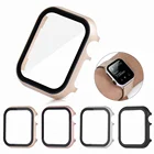 Полный защитный чехол с закаленная пленка для наручных часов iWatch 38424044 мм металлическая крышка прикрепляющийся к бампер для наручных часов Apple Watch серии iPhone SE65432