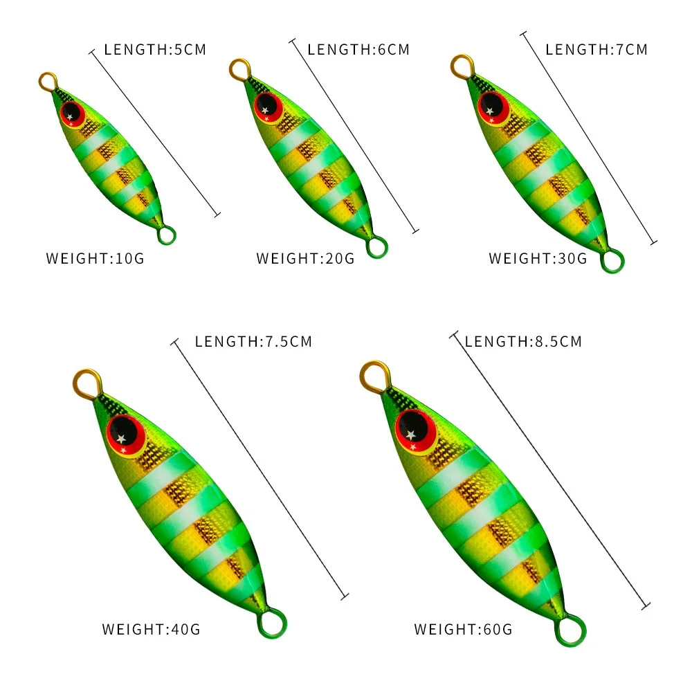 10 Pcs/Set 10g 20g 30g 40g 50g 60g Metal Jig Spoon Lure Artificial Bait Shore Slow Jigging Hard Bass Fishing Tackle lot pesca