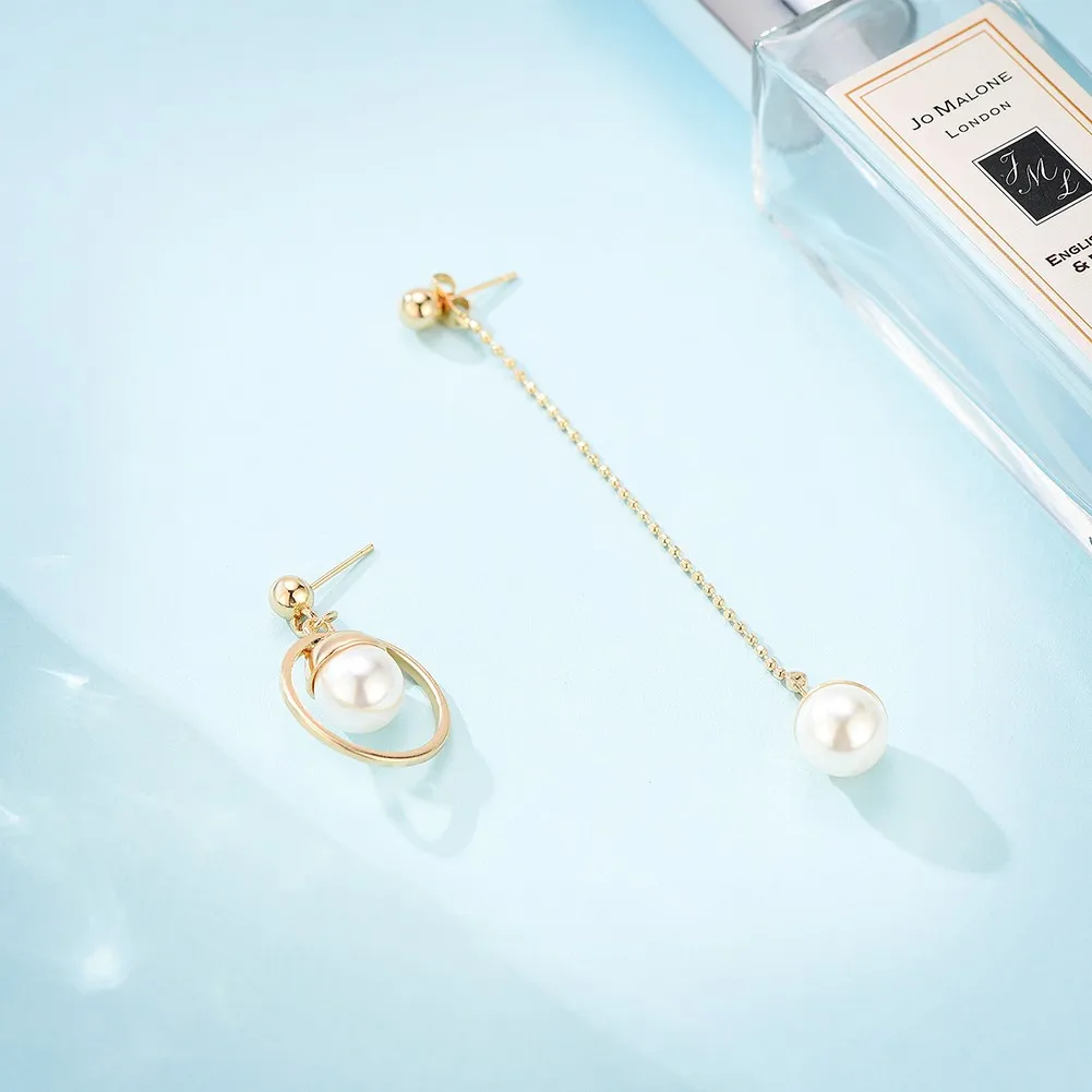 2019 Asymmetric Korean Style Popular Design Long Earrings Hollow Circle Metal Ball boucles d'oreilles Pendantes Accessories | Украшения