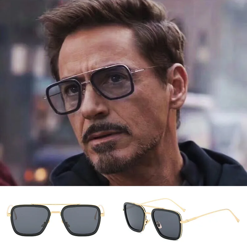 

Luxury fashion avenger Tony Stark women's style sunglasses cool men's square brand design sunglasses Oculos retro male Iron Man
