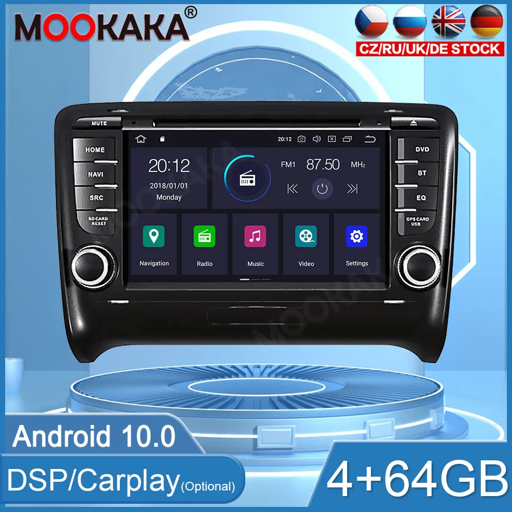 

4 + 64 ГБ для AUDI TT 2006-2012 Android 10,0 автомобильное Стерео Радио экран GPS-навигация магнитофон головное устройство мультимедийный плеер