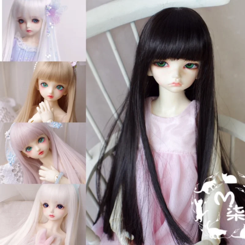 

Парики BJD 1/3 SD, высокотемпературные шелковые челки, длинные прямые волосы 1/3 1/4 1/6 BJD SD MSD YOSD, кукольные парики, аксессуары для кукол