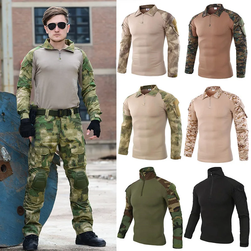 Мужская камуфляжная армейская рубашка, камуфляжная военная форма, дышащая рабочая одежда для страйкбола, 2021