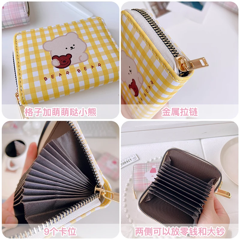 

Korean Women Cartoon Cute Bear Short Wallet Female Small Cute Purse Coin Purse Clutch Coin Cash Organizer Wallet Purse Money Bag