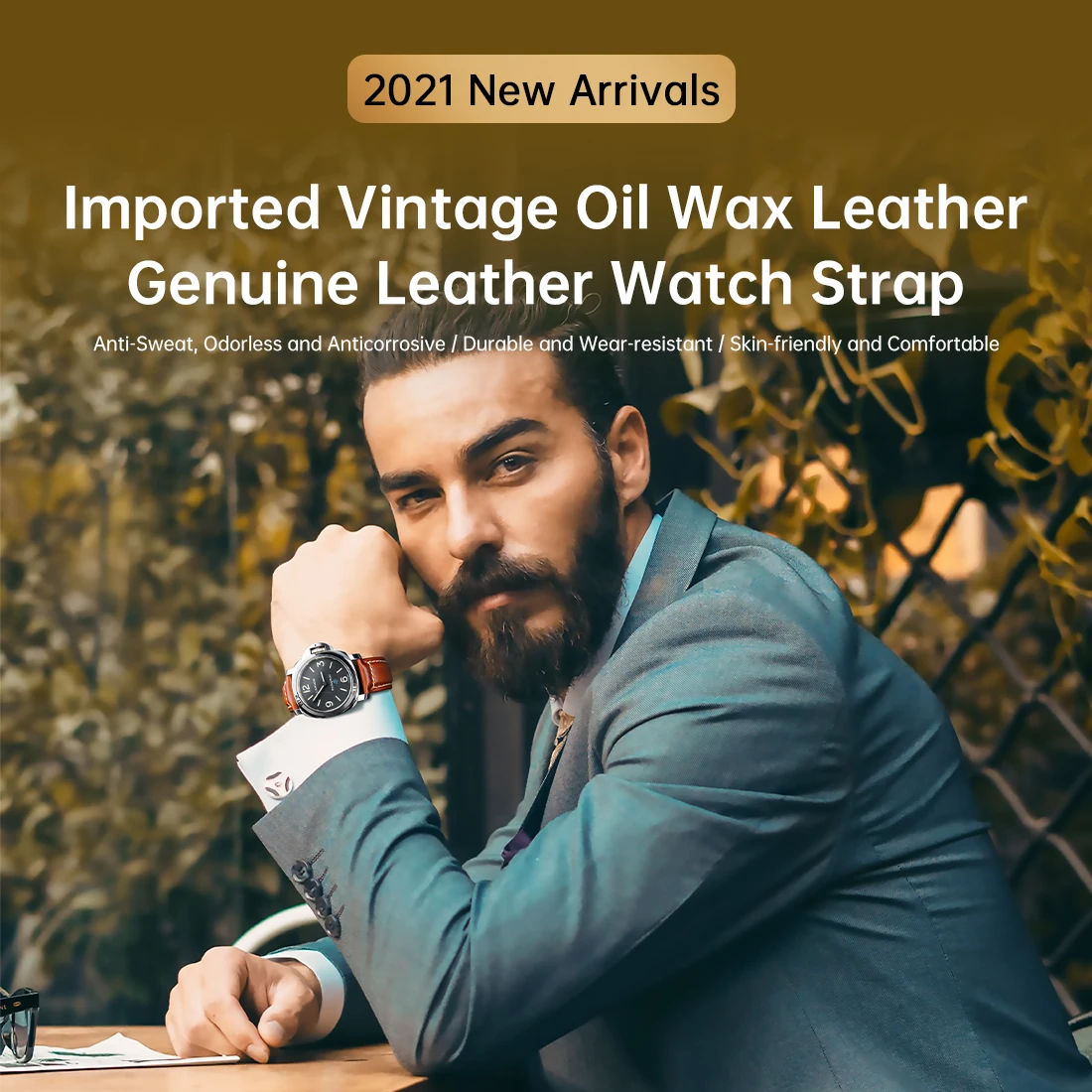 Watch Bands 20mm 22mm 24mm Vintage Genuine Leahter Watch Strap With Butterfly Buckle Clasp For Panerai Mido Tissot Seiko