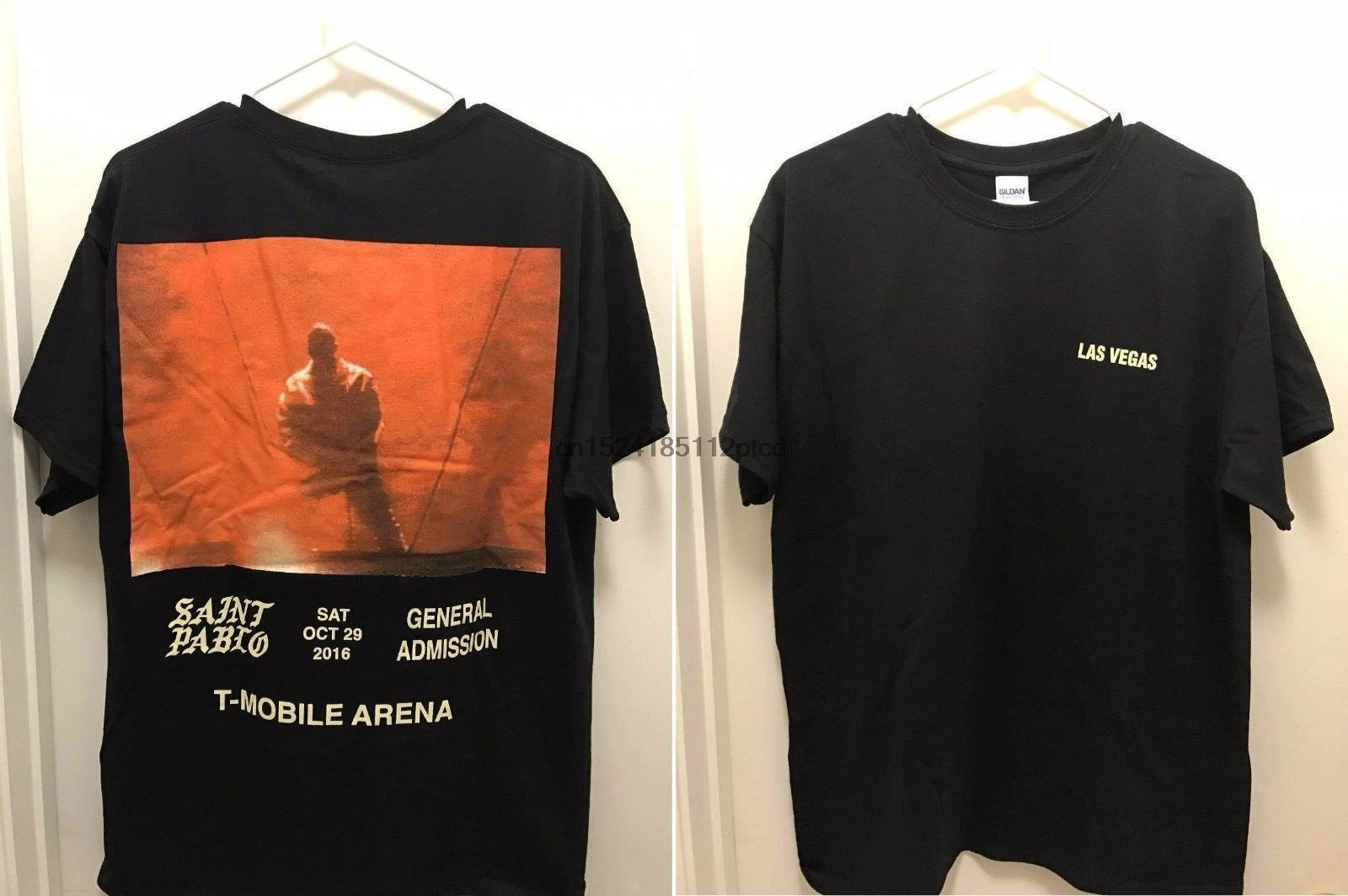 Футболка Kanye West Святой Пабло tour с изображением Лас Вегаса Черная|Мужские
