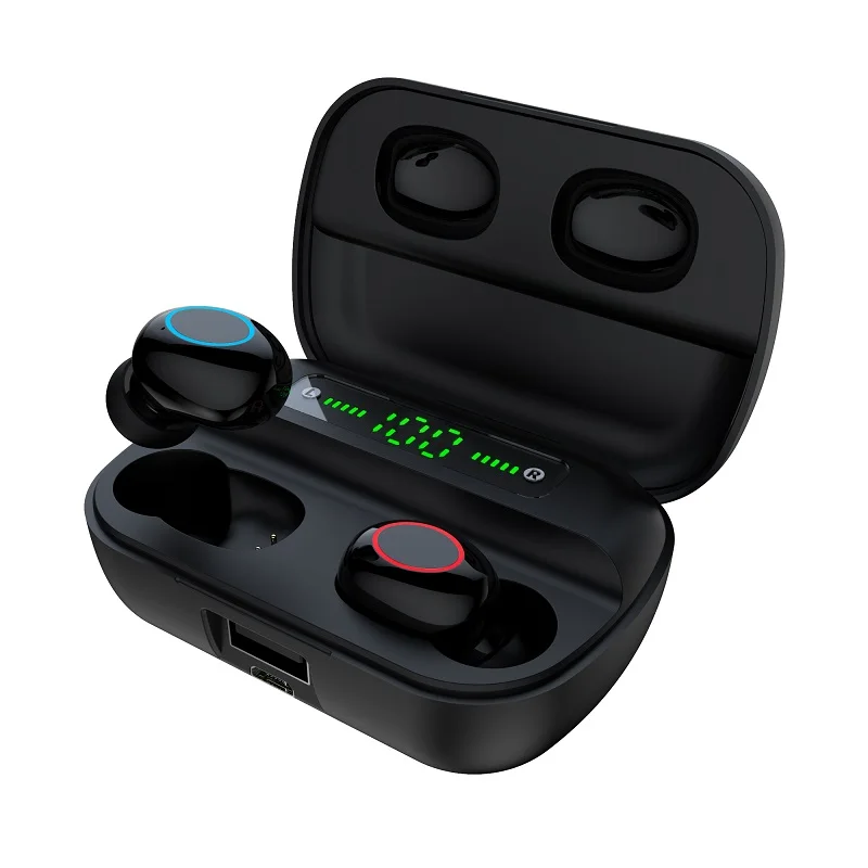 Черный HBQ Touch Bluetooth V5.0 наушники портативные TWS беспроводные мини наушники 3D стерео гарнитура 3500 мАч как внешний аккумулятор с светодиодный дисплеем - Цвет: Черный