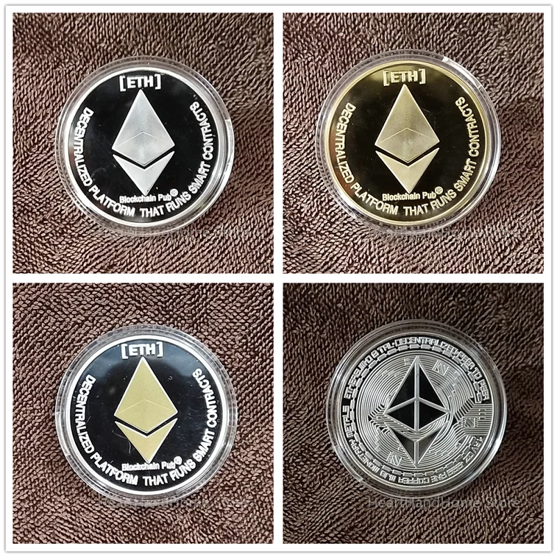 

HOT New Gold Ethereum ETH Coin Morden Cryptocurrency Metal XRP BTC Ripple Shiba Wow Dog Bitcoin Virtual Non-currency Coins Many