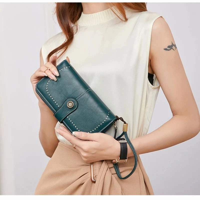 high quality women wallet rfid anti theft leather wallets for woman long zipper large ladies clutch bag female purse card holder free global shipping
