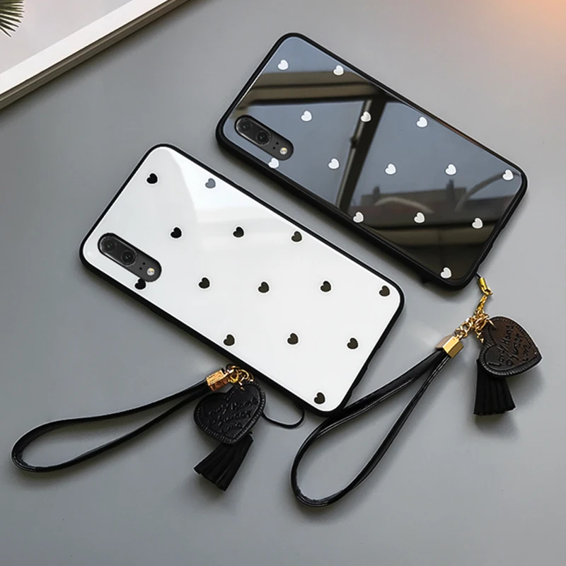 

Strap & Case For Samsung Galaxy A70S A50S A30S A10S A20S A40S Small Heart Glass Hard Cover For Samsung A70 A50 A30 A10 A20 A40
