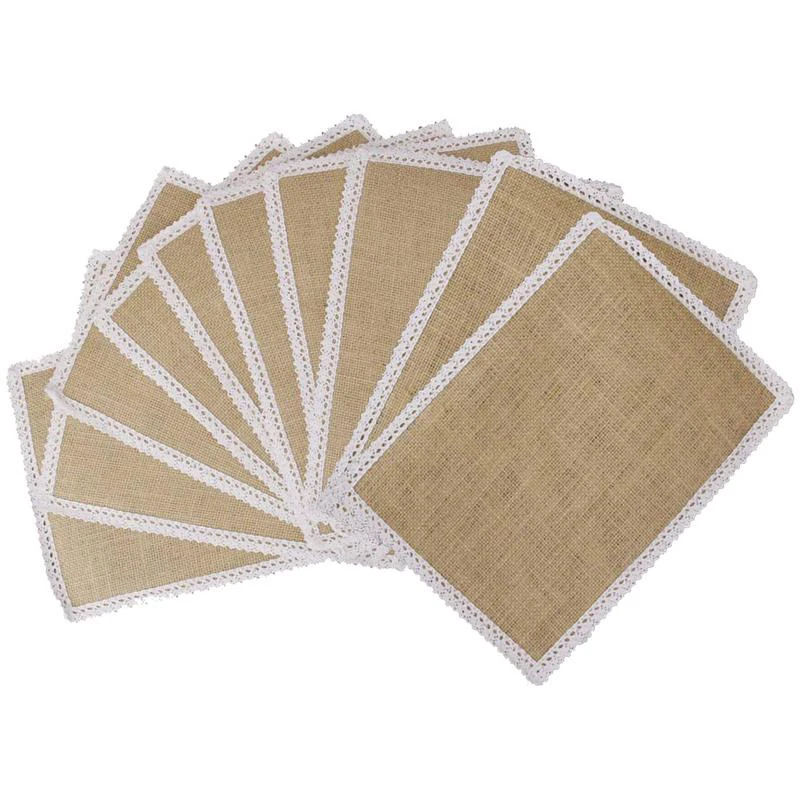 New-10Pcs 30X22 см мешковина коврики для стола кружевные столовые приборы наборы тканые