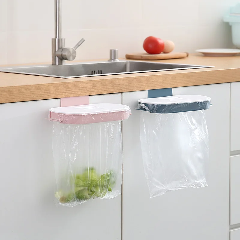 

Portable Kitchen Organizer and Storage Plastic Garbage Hanging Bag Trash Rack Bag Hook with Cover Rag Dry Shelf Holder Organzier